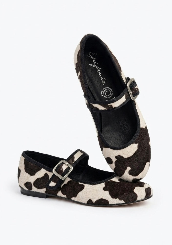 Flats vaca blanco/negro