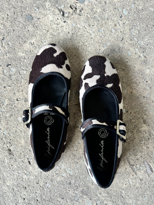 Flats vaca blanco/negro